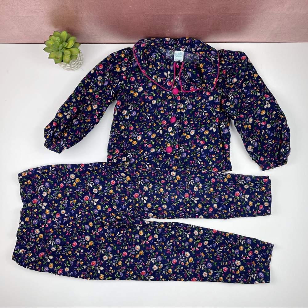 Rags Land Corduroy Floral Button Long Sleeve Top And Pants Size 6X & 7/8